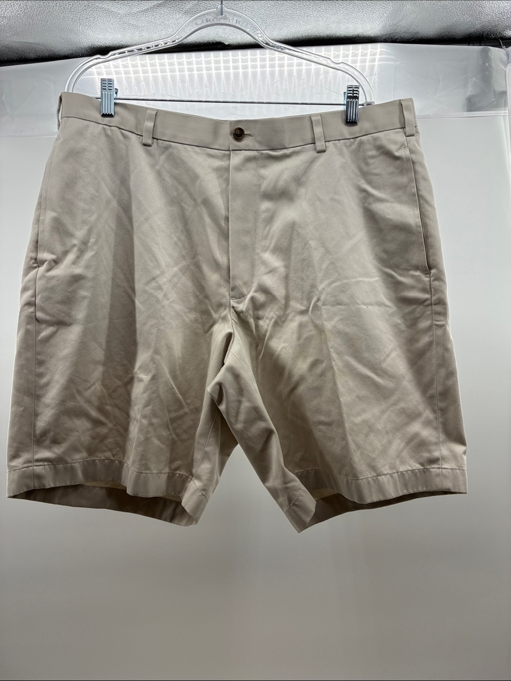 Brooks Brothers Beige Flat-Front Cotton Shorts